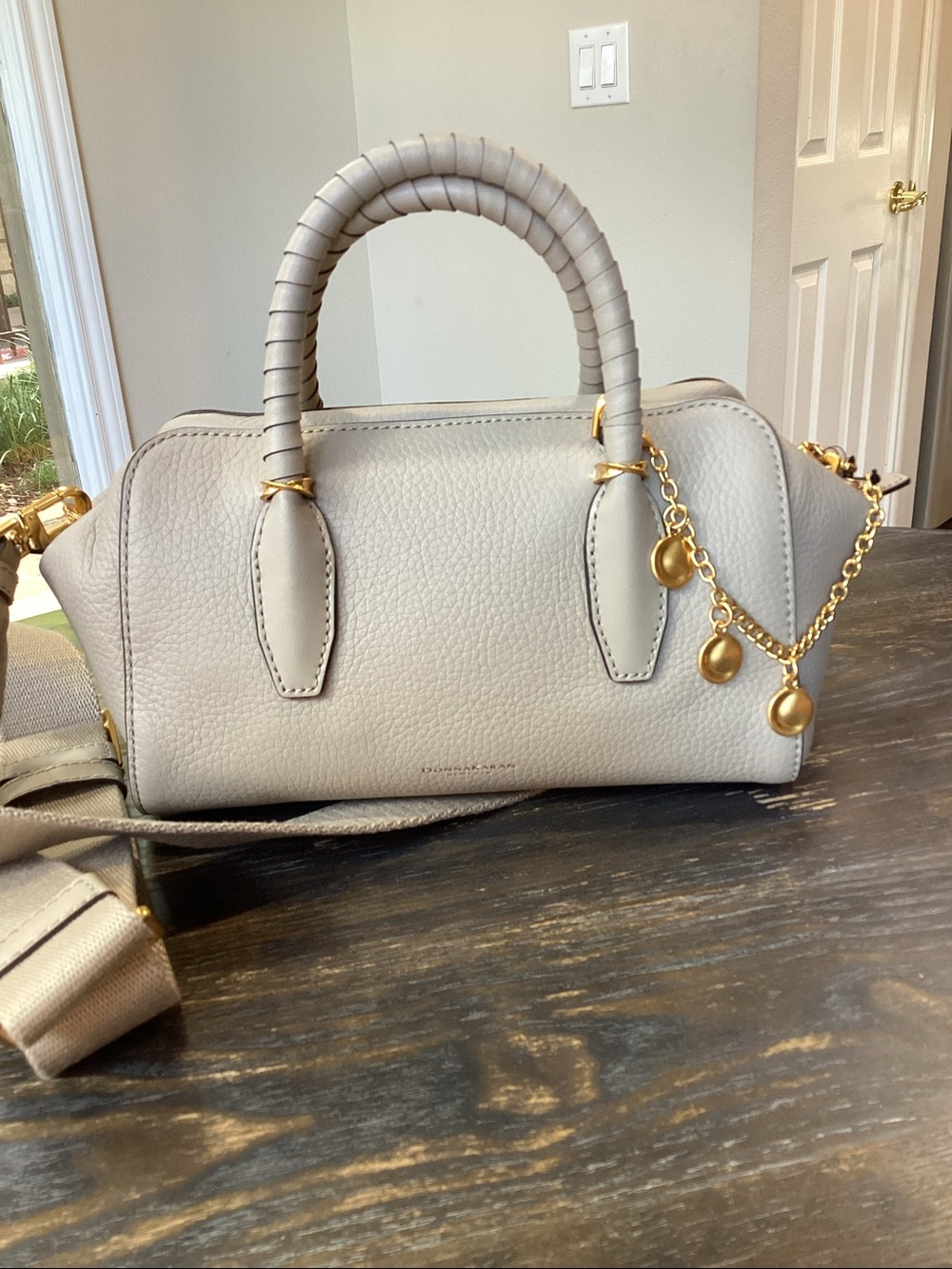 Donna Karan Chantilly Leather Mini Satchel Bag with Chain Charms - Picture 3 of 13